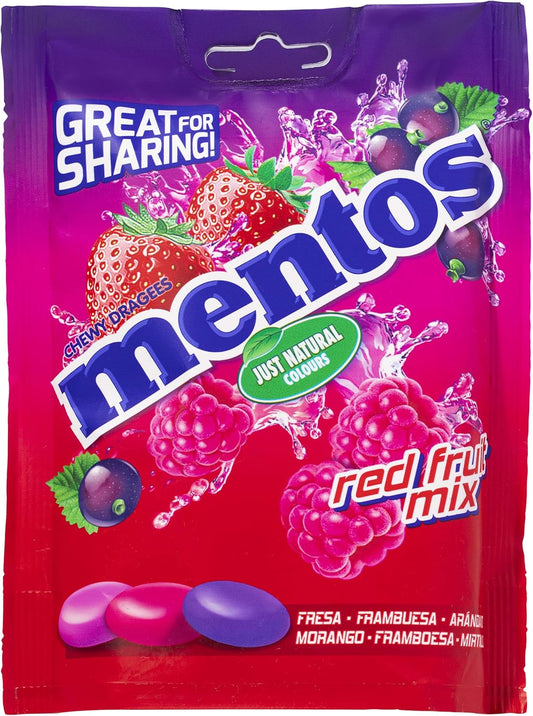 Mentos Mix frutos rojos caramelo masticable zumo frutas 7 bolsas 160g Golominas