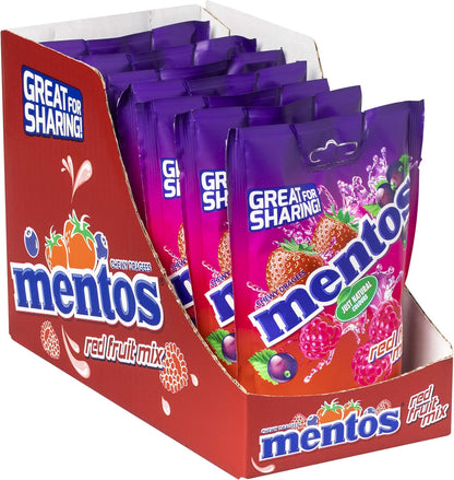 Mentos Mix Frutos Rojos, Caramelo Masticable con Zumo de Frutas - 7 bolsas de 160 gr (Total 1120 gr)