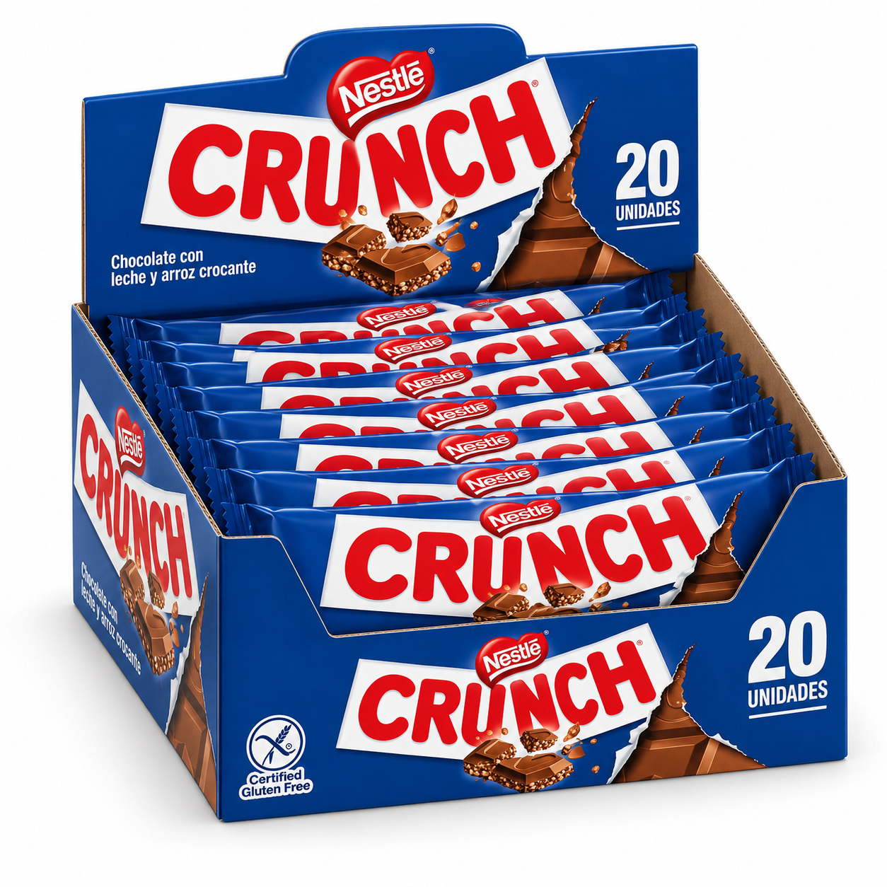 Nestlé Crunch Chocolate con Leche y Cereales Crujientes – 20 Tabletas de 100 g, Caja de 2 kg