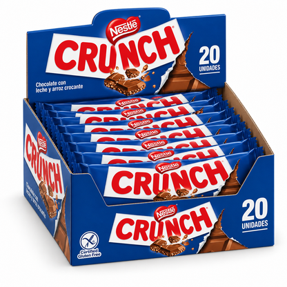 Nestlé Crunch Chocolate con Leche y Cereales Crujientes – 20 Tabletas de 100 g, Caja de 2 kg
