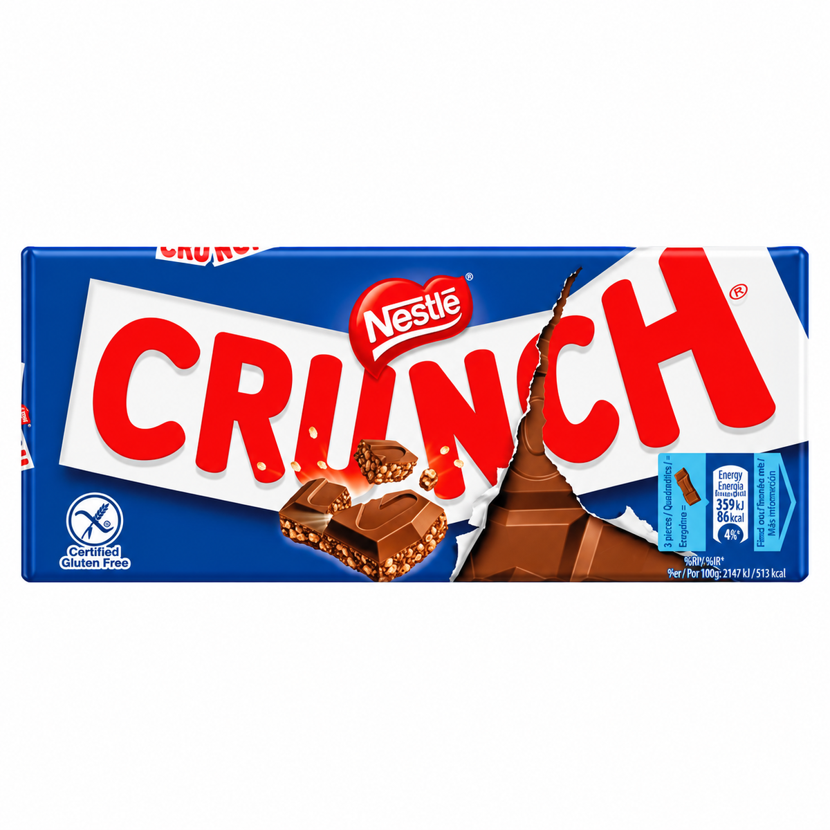 Nestlé Crunch Chocolate con Leche y Cereales Crujientes – 20 Tabletas de 100 g, Caja de 2 kg