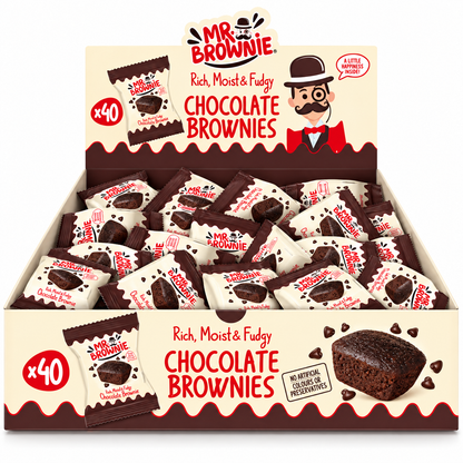 Mr Brownie Brownies de Chocolate con Chocolate Belga – Caja de 40 Unidades