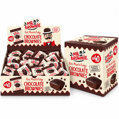 Mr Brownie Brownies de Chocolate con Chocolate Belga – Caja de 40 Unidades