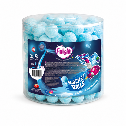 Frisia Rocket Balls Manzana Ácida 200 Unidades | Bolas de Caramelo Sabor Manzana Verde | Golosinas Ácidas para Cumpleaños, Fiestas, Piñatas y Candy Bar