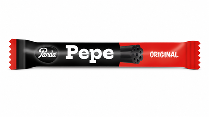 Panda Pepe Original Regaliz Negro Bote 40 Unidades x 32 g | Barras de Regaliz Envueltas Individualmente | Formato 1,28 kg para Fiestas, Eventos y Compartir