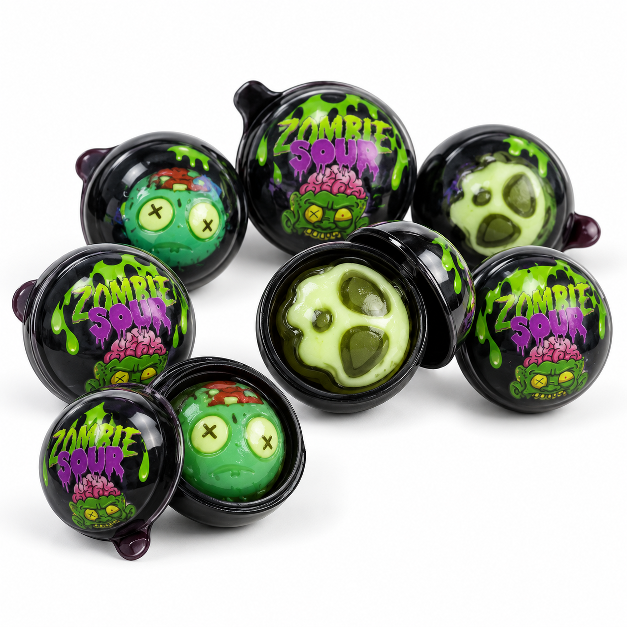 Cool Candies Monster & Zombie Sour – 60 Gominolas Rellenas Sabor Fresa Ácida