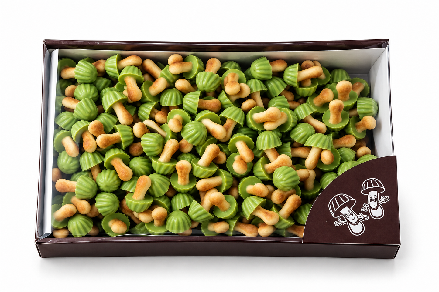 Funny Mushrooms Setitas de Galleta con Cobertura – 1 kg | Sabores Chocolate con Leche, Chocolate Blanco, Fresa, o Pistacho (Chocolate Blanco)