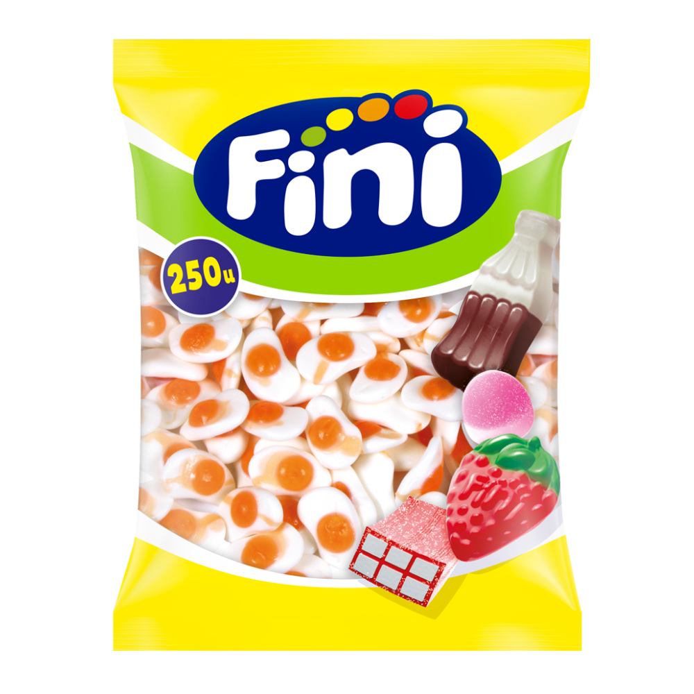 Fini Huevos Fritos 250 Unidades | Gominolas Blandas con Forma de Huevo y Sabor Dulce | Chuches para Fiestas, Candy Bar y Hostelería