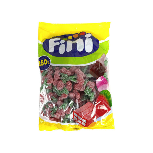 Fini Cerezas Pica 250 Unidades | Gominolas Ácidas Sabor Cereza con Azúcar | Bolsa Ahorro para Fiestas, Cumpleaños y Candy Bar