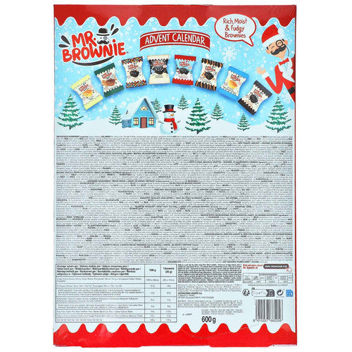 Mr Brownie Calendario de Adviento – 24 Brownies Individuales, 600 g, 6 Variedades de Brownie