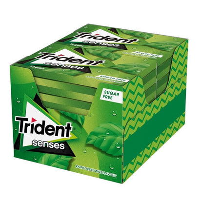 Chicles Trident Senses sabor menta verde y menta piperita sin azúcar - Paquete de 12 envases de 23 g